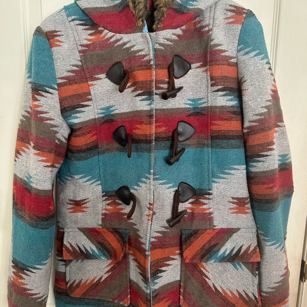 Red Ranch Women's Western Style Coat , Size M Western Wear Faux Fur Lined Hood